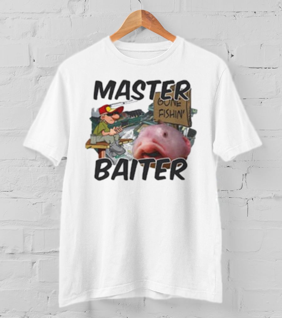 Master Baiter Gone Fishin' Fisherman With Big Fish T-Shirt
