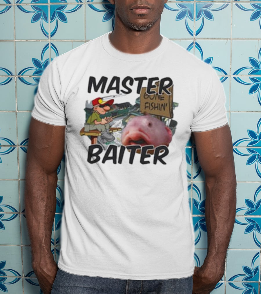 Master Baiter Gone Fishin' Fisherman With Big Fish T-Shirt