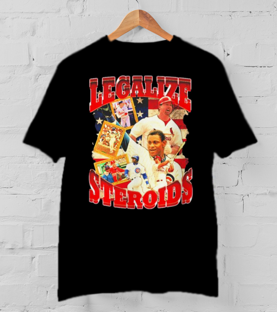 Legalize Steroids Baseball Iconography Retro USA Flag T-Shirt