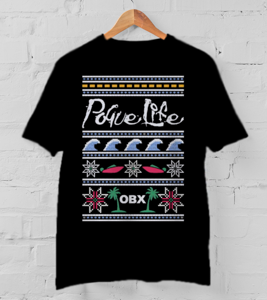 Pogue Life OBX Tacky Christmas Waves And Palms T-Shirt