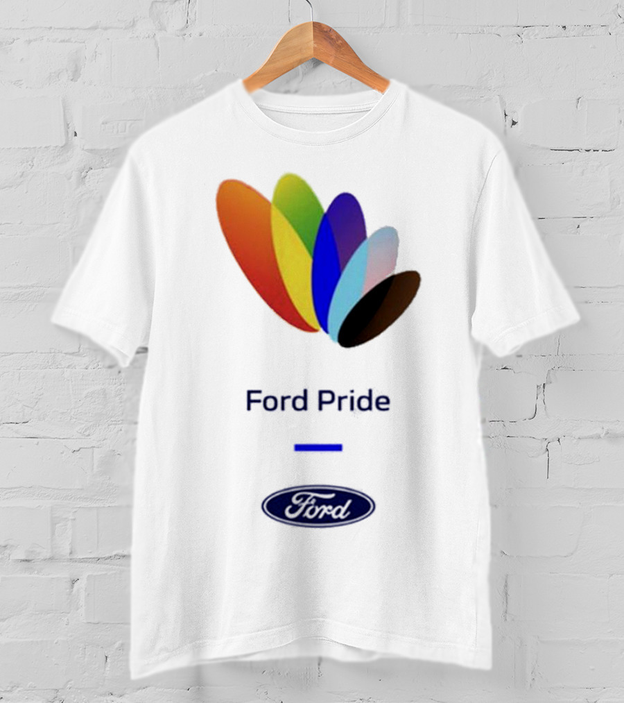 Ford Pride Typography Over Rainbow Petals T-Shirt