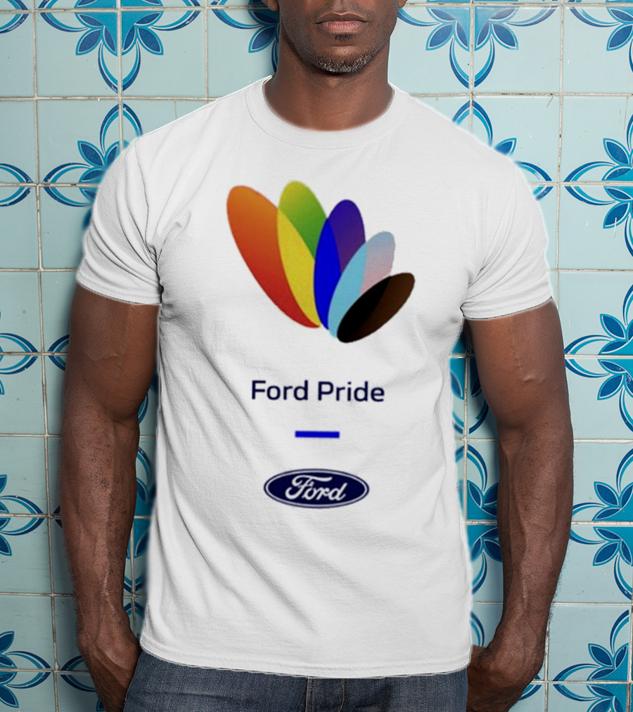 Ford Pride Typography Over Rainbow Petals T-Shirt