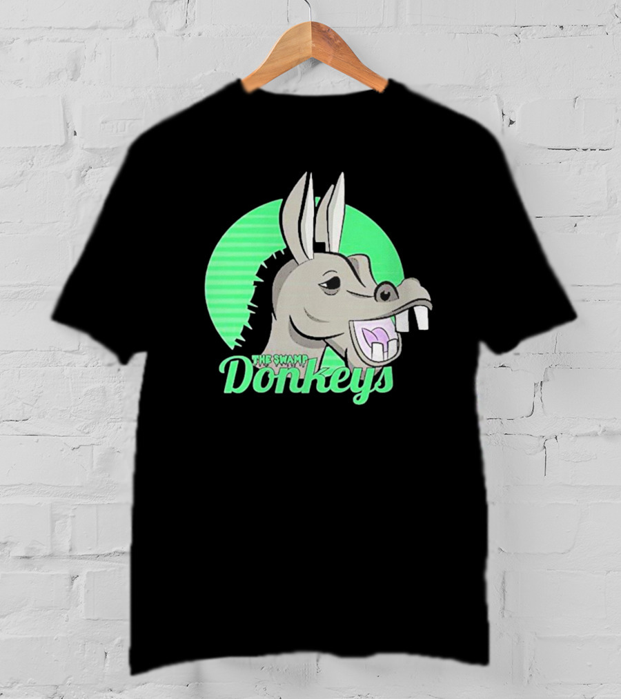 The Swamp Donkeys Green Logo Icon With Donkey Face T-Shirt