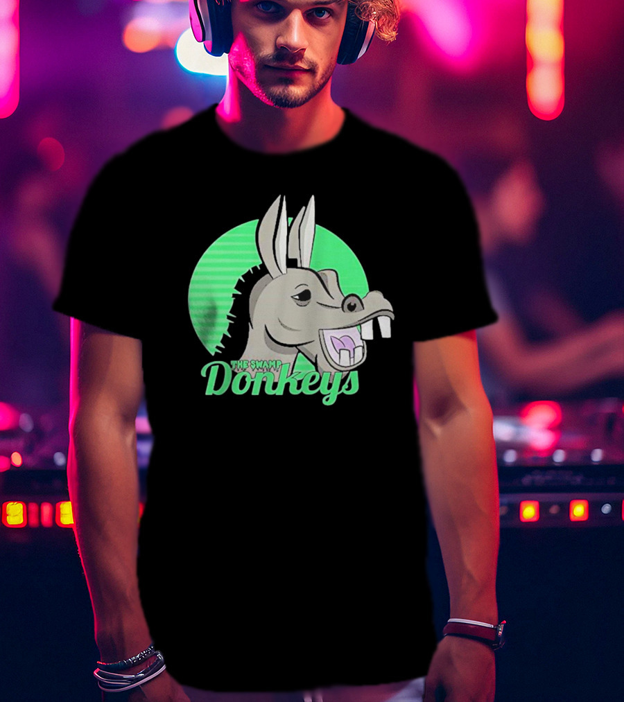 The Swamp Donkeys Green Logo Icon With Donkey Face T-Shirt