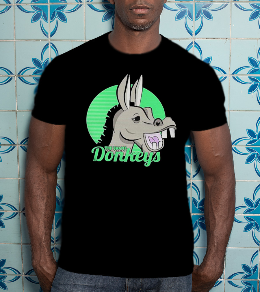 The Swamp Donkeys Green Logo Icon With Donkey Face T-Shirt