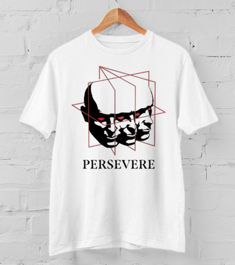 Persevere Triple Head Red Eyes Geometric Box T-Shirt