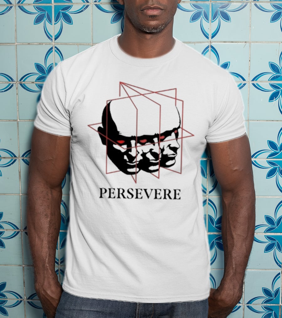 Persevere Triple Head Red Eyes Geometric Box T-Shirt
