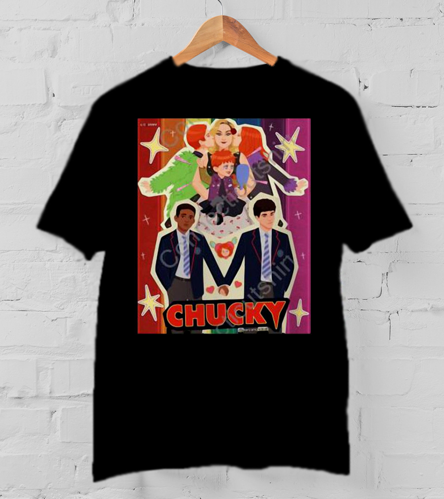 Chucky Pride Rainbow Characters Holding Hands Nbcu T-Shirt