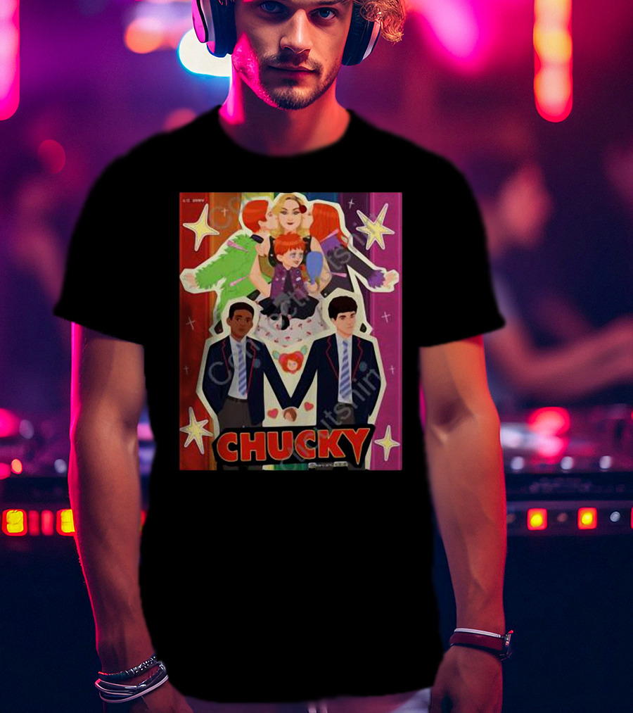 Chucky Pride Rainbow Characters Holding Hands Nbcu T-Shirt