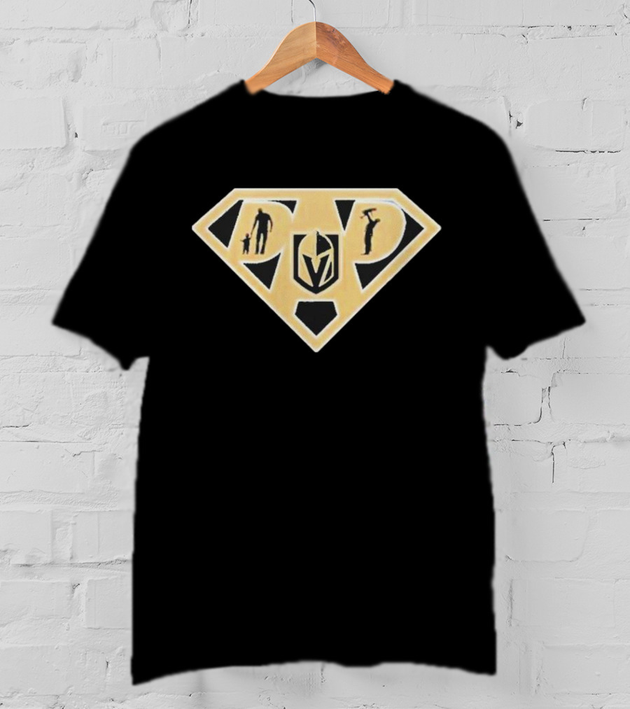 Vegas Golden Knights Super Dad Hero Shield T-Shirt