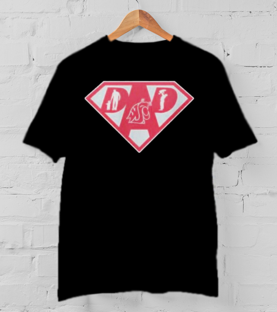 Washington State Cougars Super Dad Shield Emblem T-Shirt