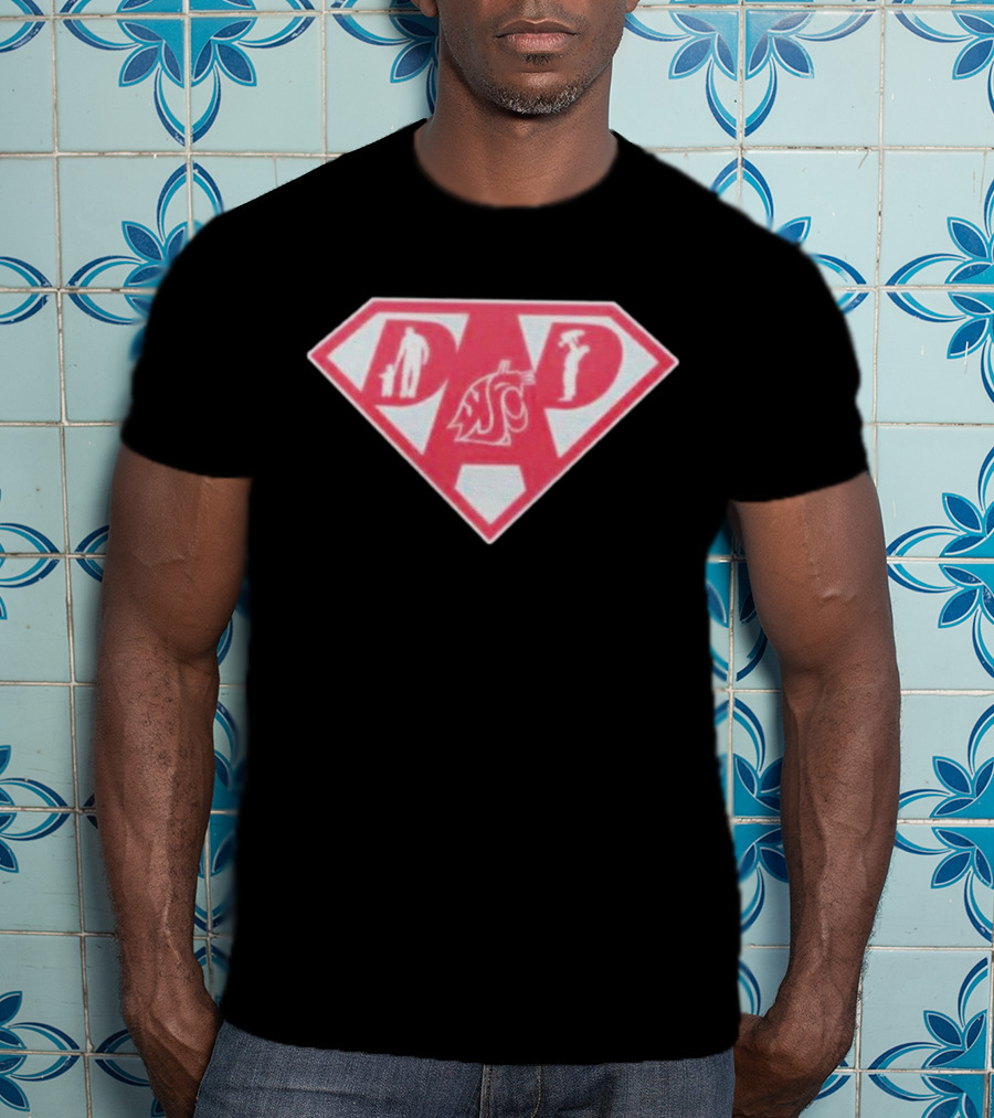 Washington State Cougars Super Dad Shield Emblem T-Shirt