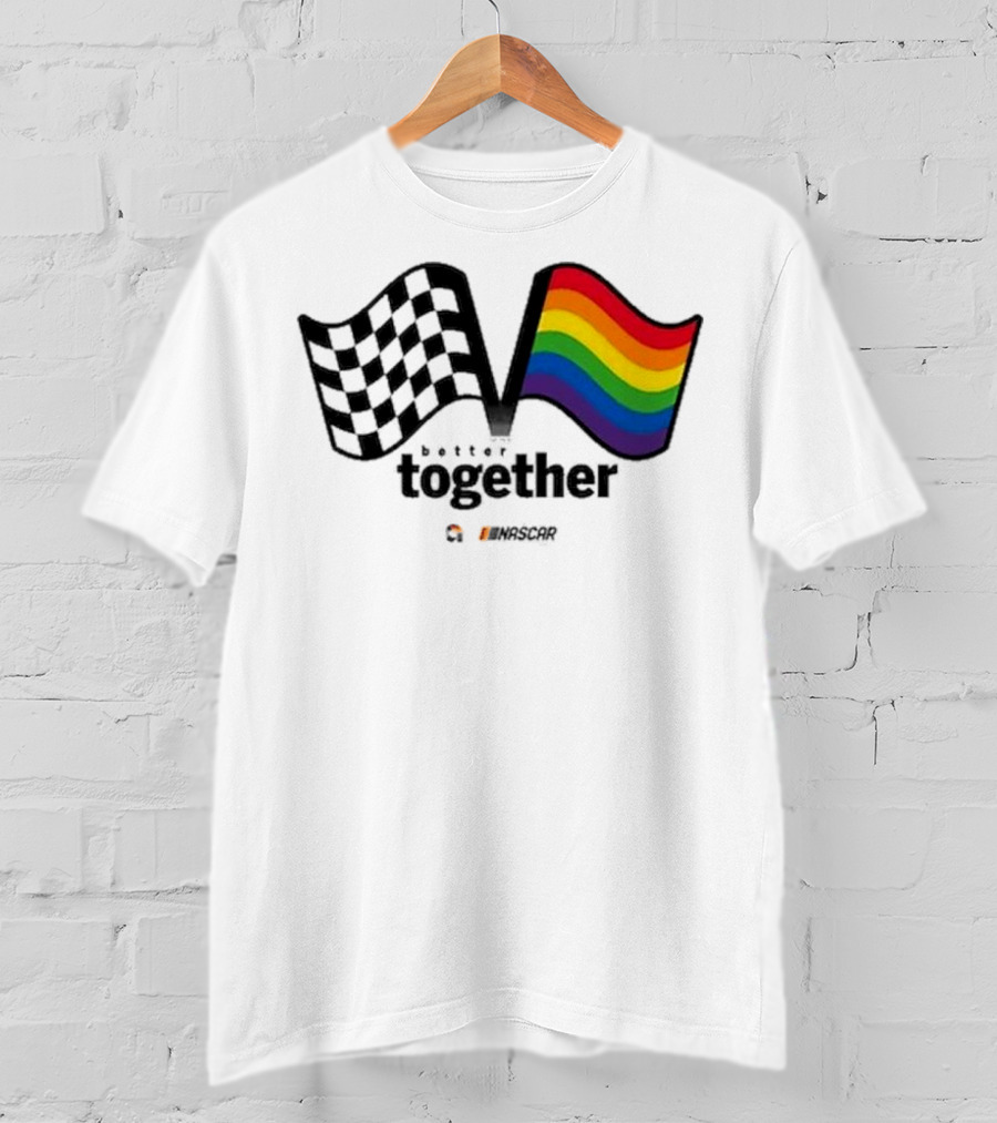 NASCAR Better Together Checkered Flag Pride Rainbow T-Shirt