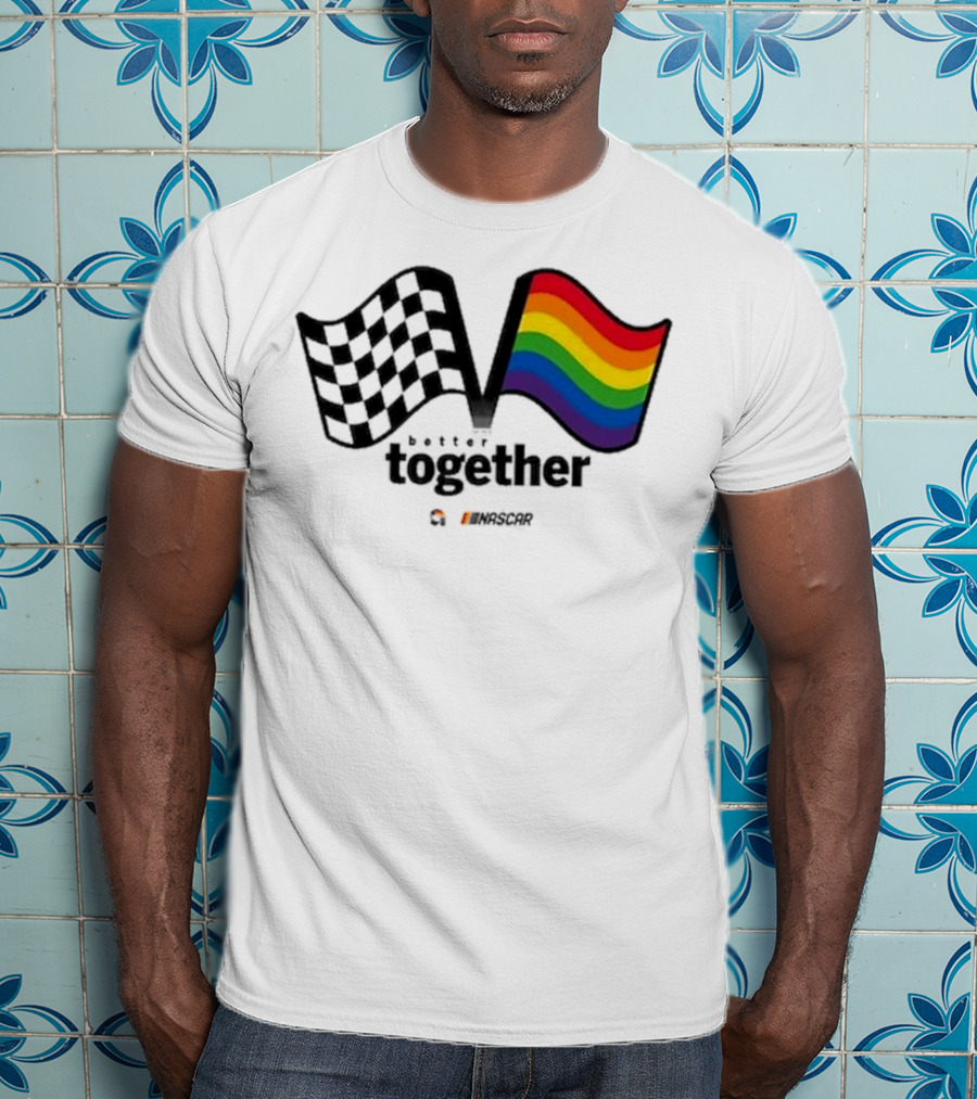 NASCAR Better Together Checkered Flag Pride Rainbow T-Shirt