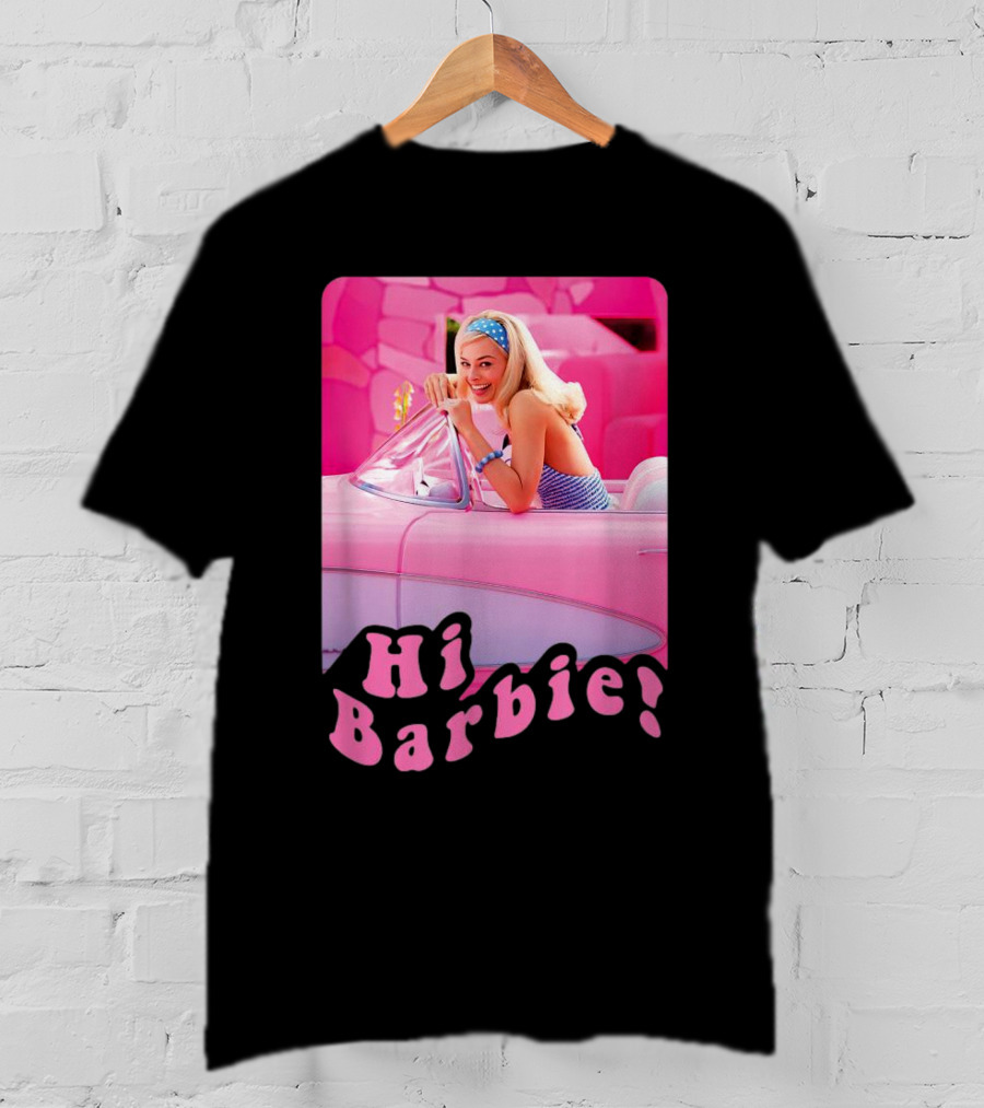 Barbie The Movie Hi Barbie Pink Car Scene T-Shirt