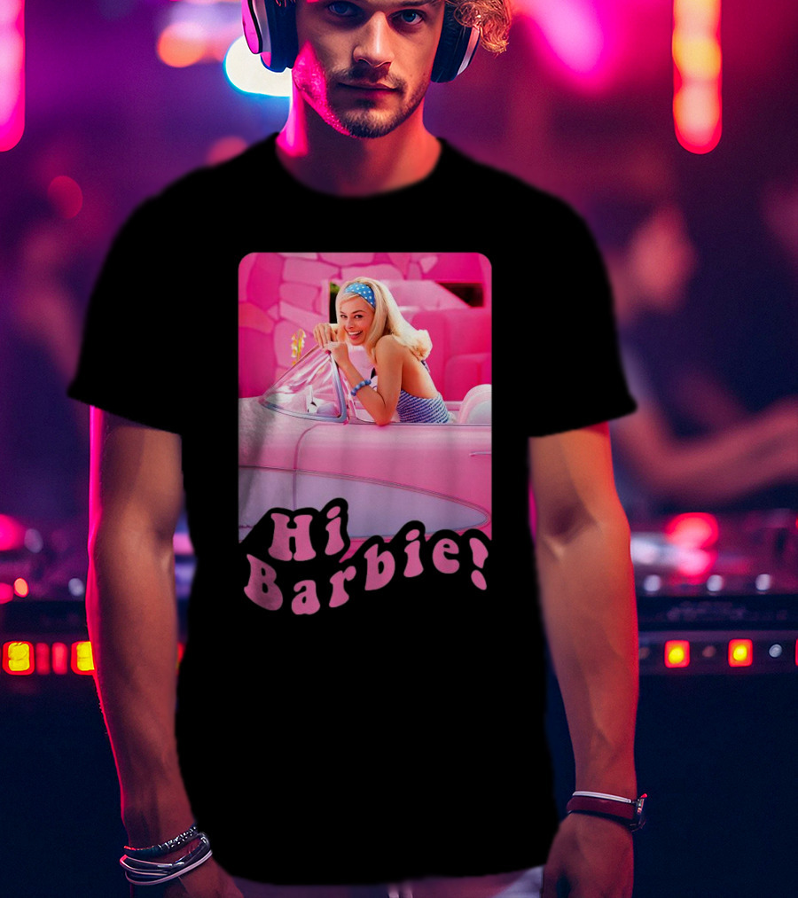 Barbie The Movie Hi Barbie Pink Car Scene T-Shirt