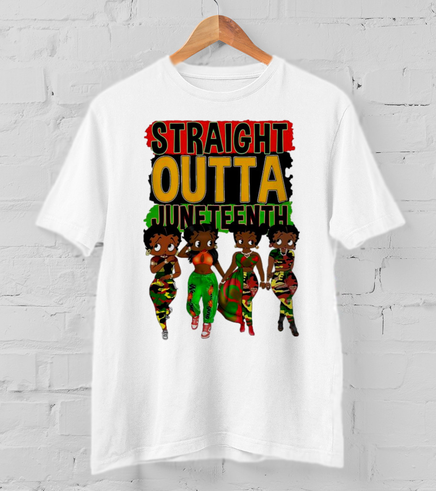 Straight Outta Juneteenth Black Women Celebration Fashion T-Shirt
