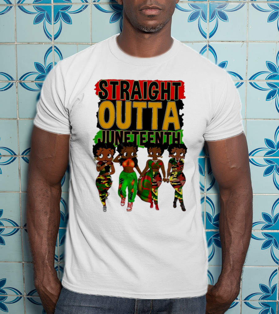 Straight Outta Juneteenth Black Women Celebration Fashion T-Shirt