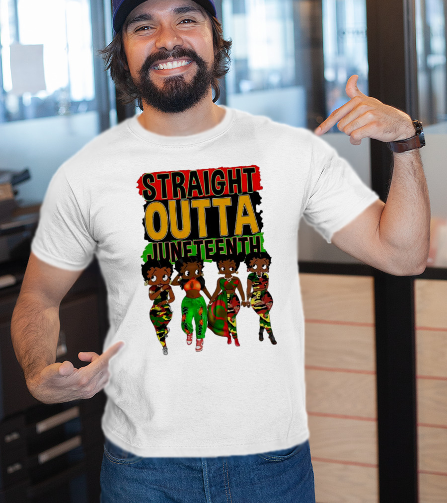 Straight Outta Juneteenth Black Women Celebration Fashion T-Shirt