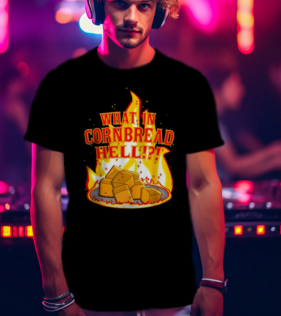 What In Cornbread Hell Fiery Flames With Cornbread Pieces T-Shirt