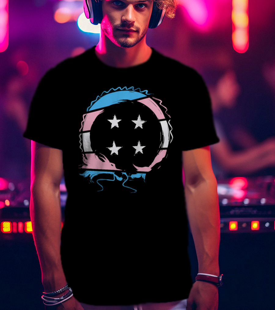 Sharkrobot Team Four Star Trans Pride Circle With Stars T-Shirt