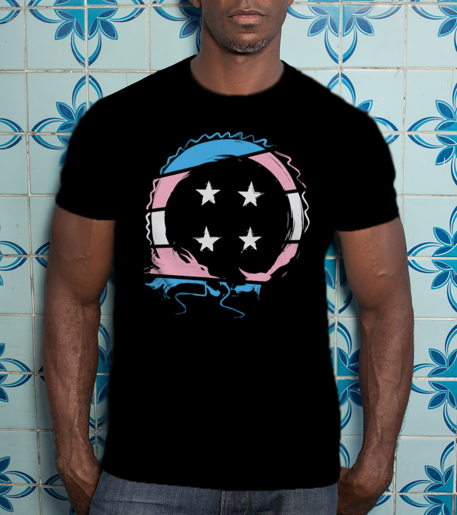 Sharkrobot Team Four Star Trans Pride Circle With Stars T-Shirt
