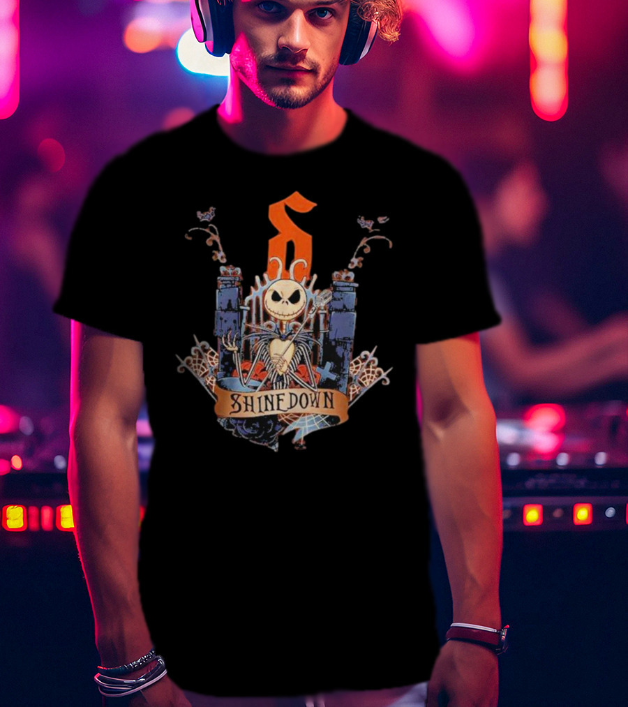 Shine Down Jack Skellington Vintage Halloween Gothic Castle T-Shirt