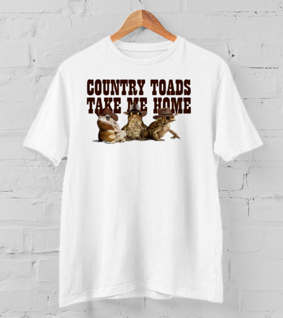 Country Toads Take Me Home Frogs Cowboy Hats T-Shirt