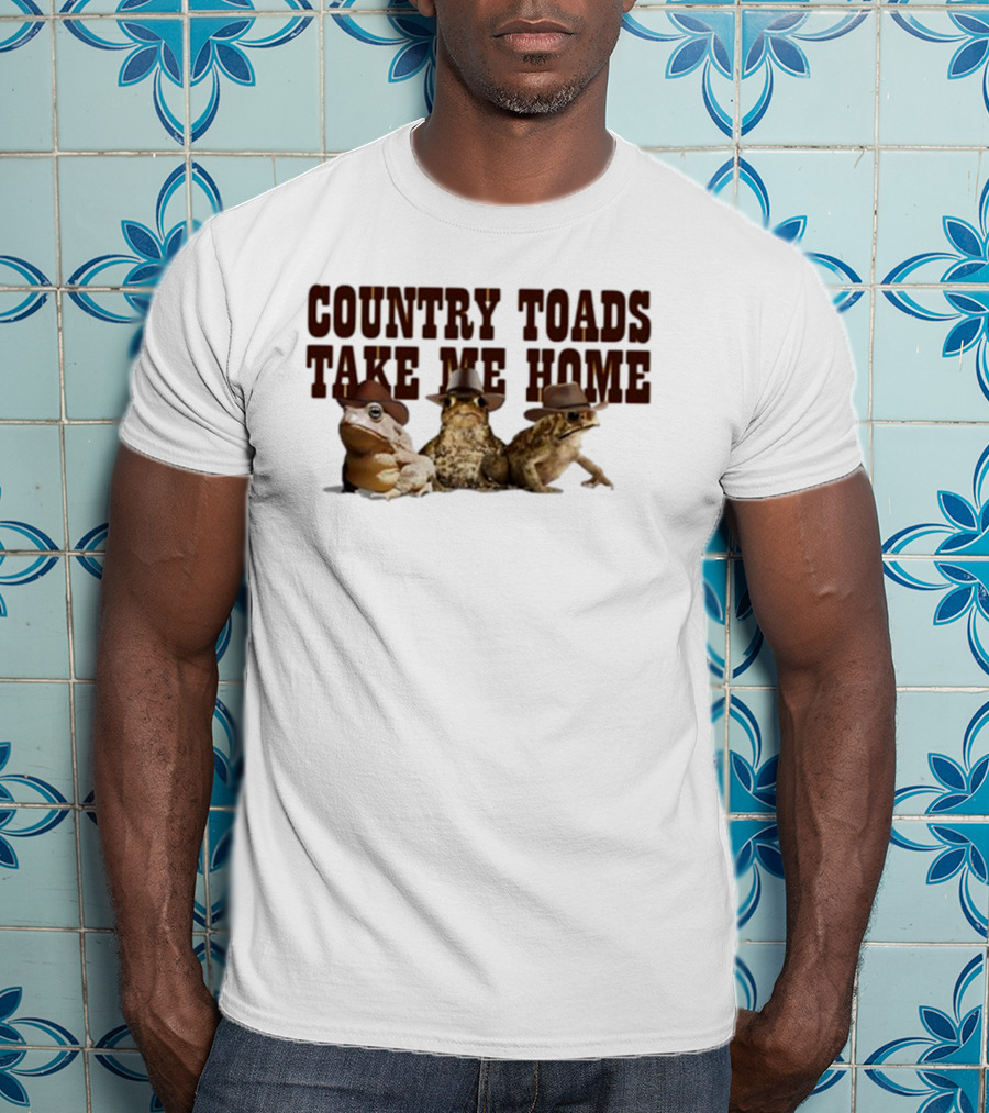 Country Toads Take Me Home Frogs Cowboy Hats T-Shirt