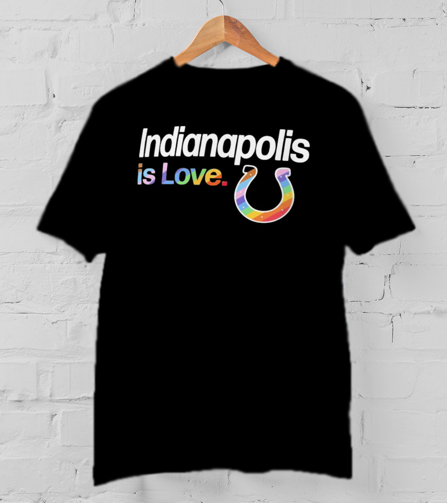Indianapolis Colts Is Love City Pride Rainbow Horseshoe T-Shirt