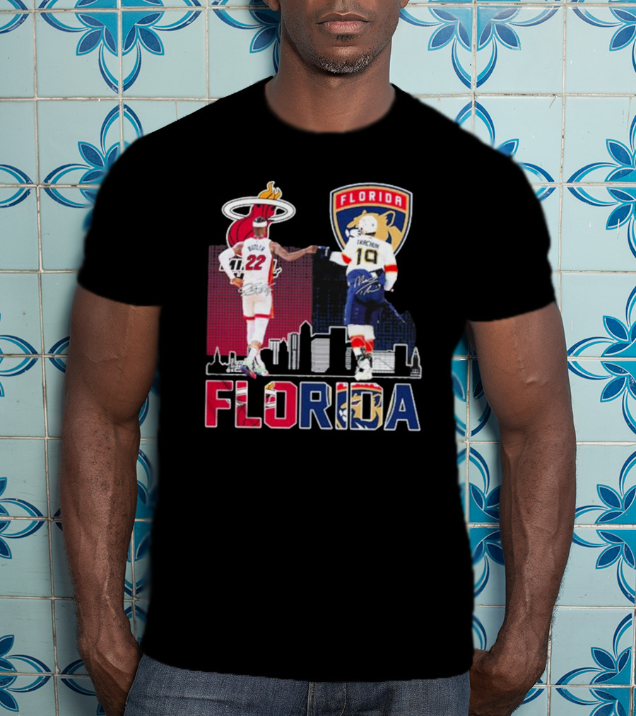 Jimmy Butler Tkachuk Florida Skyline Miami Heat Panthers Signatures T-Shirt