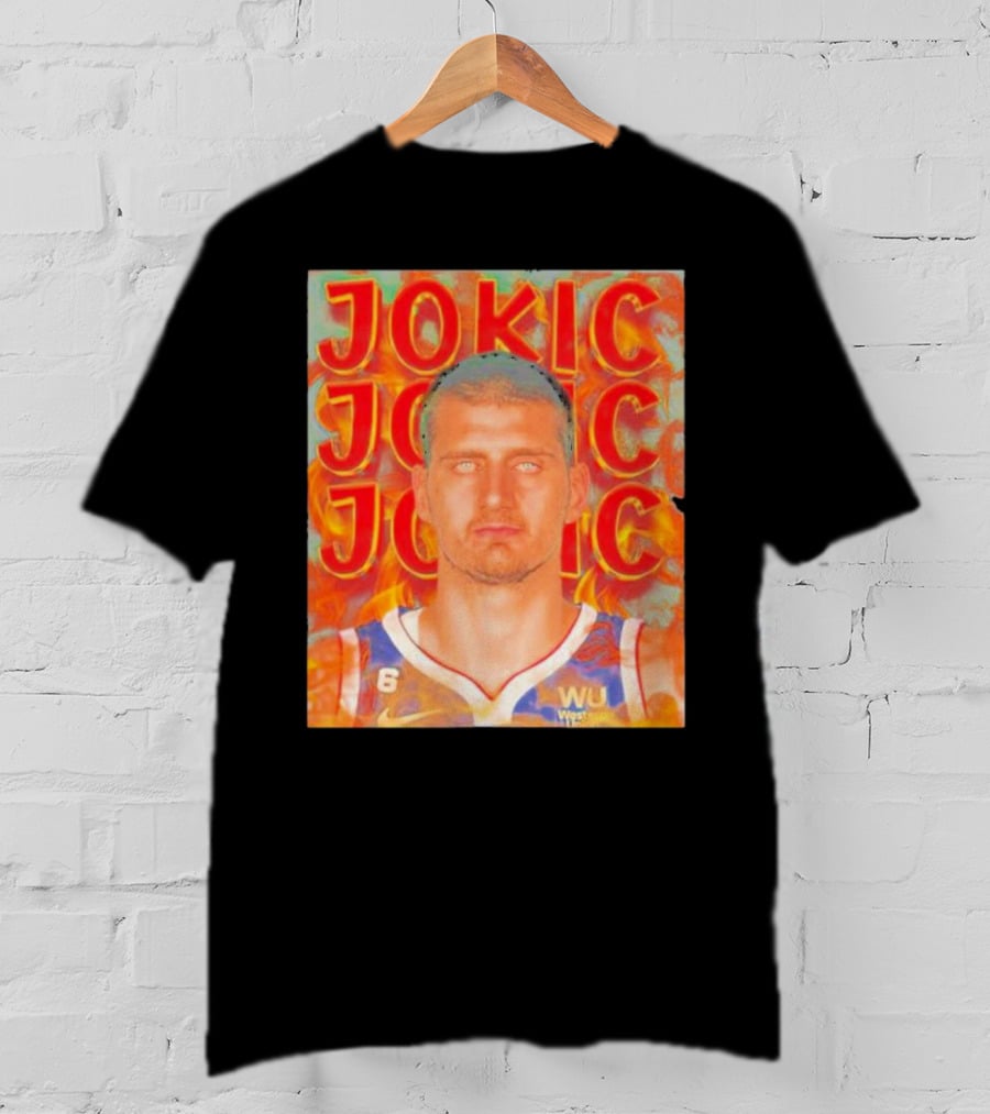 Jokic Fire Flames Photo Basketball T-Shirt