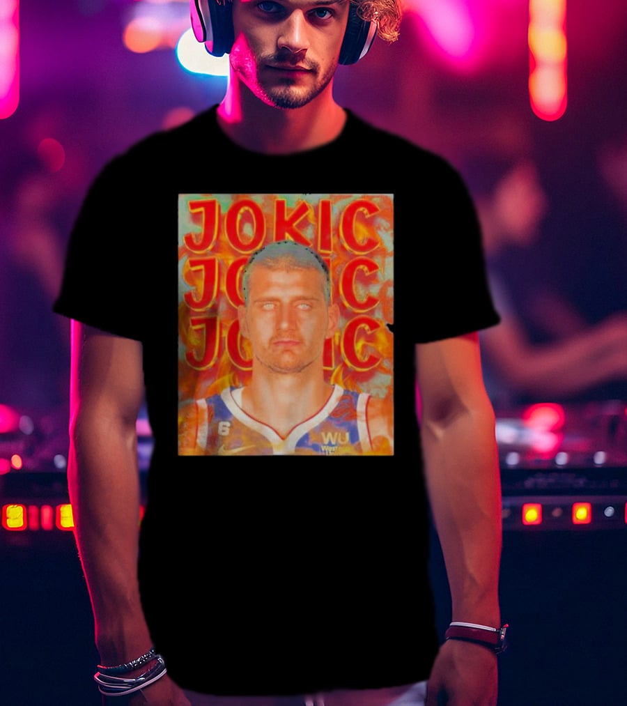 Jokic Fire Flames Photo Basketball T-Shirt