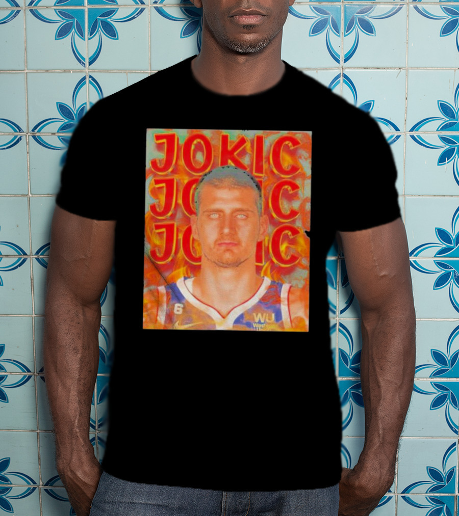 Jokic Fire Flames Photo Basketball T-Shirt