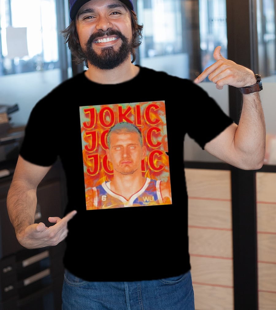 Jokic Fire Flames Photo Basketball T-Shirt