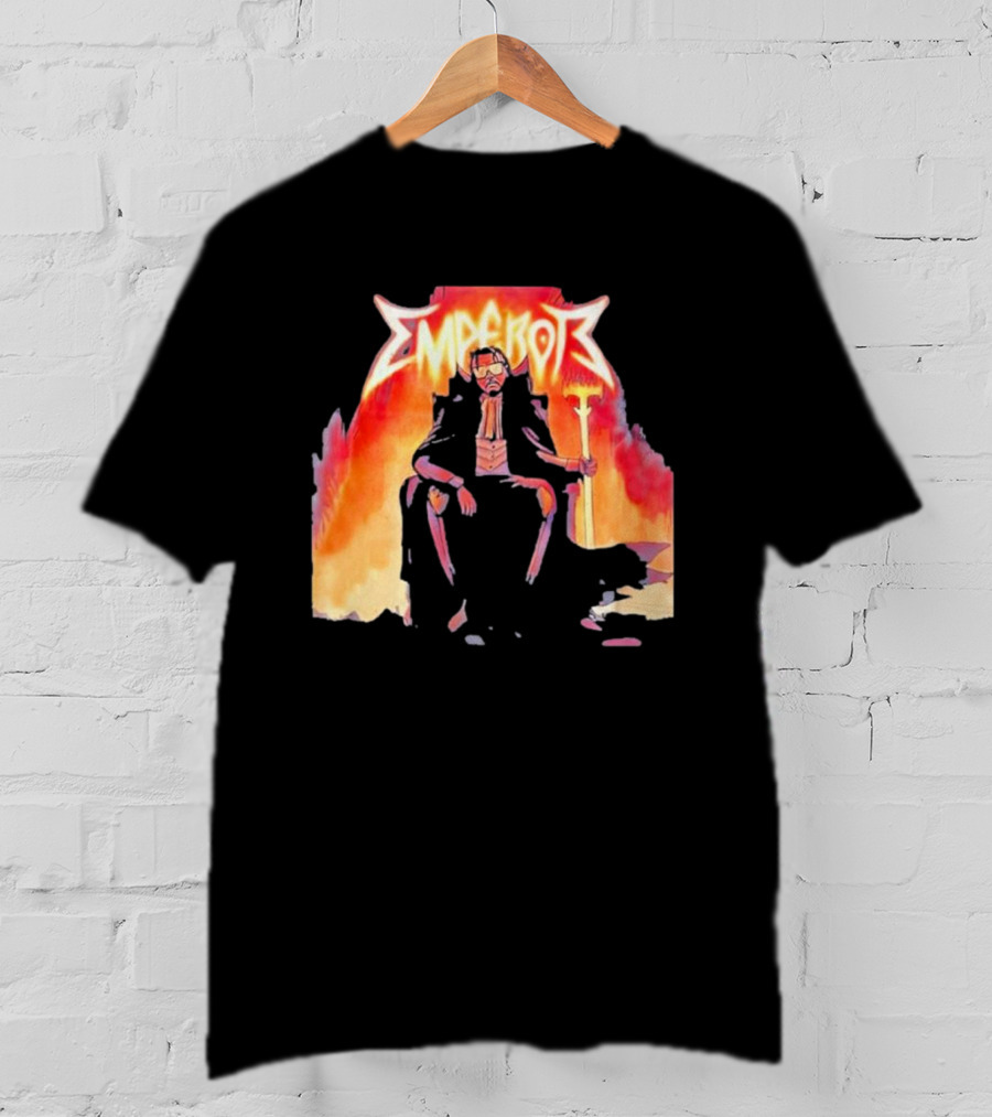 Don Temp Emperor Throne With Gothic Style Flames And Cape T-Shirt