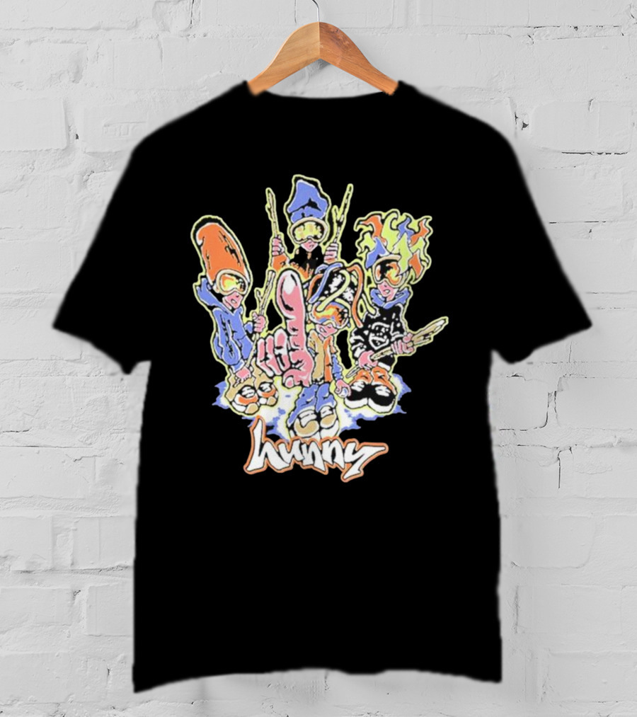 Hunny The Band Cartoon Characters And Hand Gesture T-Shirt