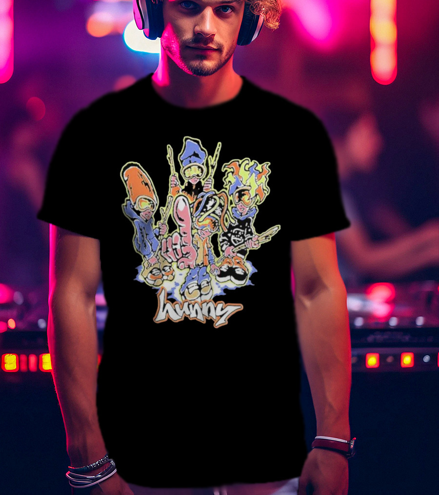 Hunny The Band Cartoon Characters And Hand Gesture T-Shirt