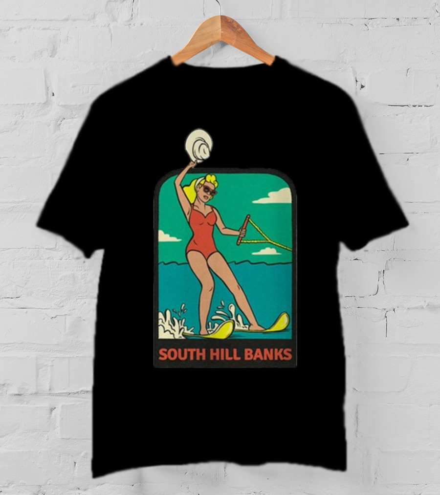 South Hill Banks Waterskiing Woman In Red Swimsuit T-Shirt