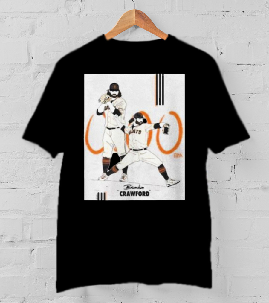 Brandon Crawford Giants Baseball Illustration With 1000 Celebratory T-Shirt