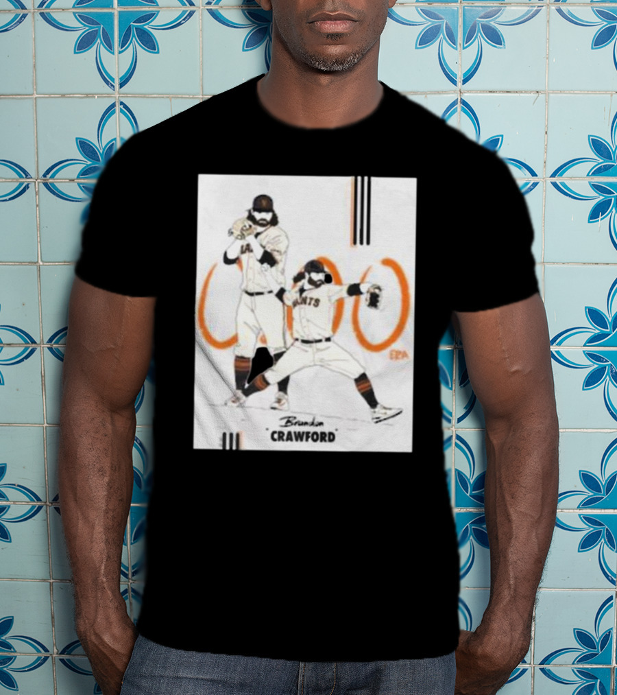Brandon Crawford Giants Baseball Illustration With 1000 Celebratory T-Shirt