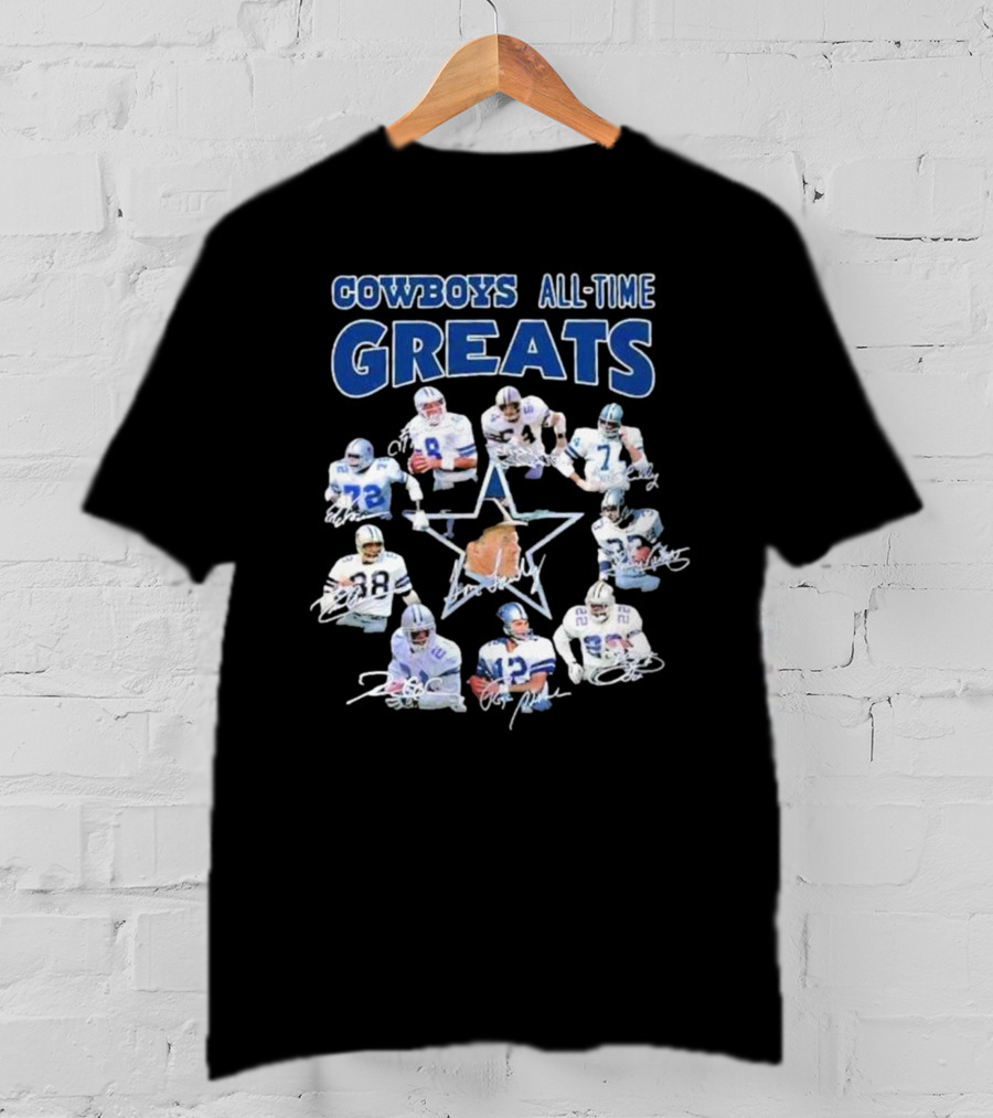 Cowboys All-Time Greats Players History Signatures T-Shirt