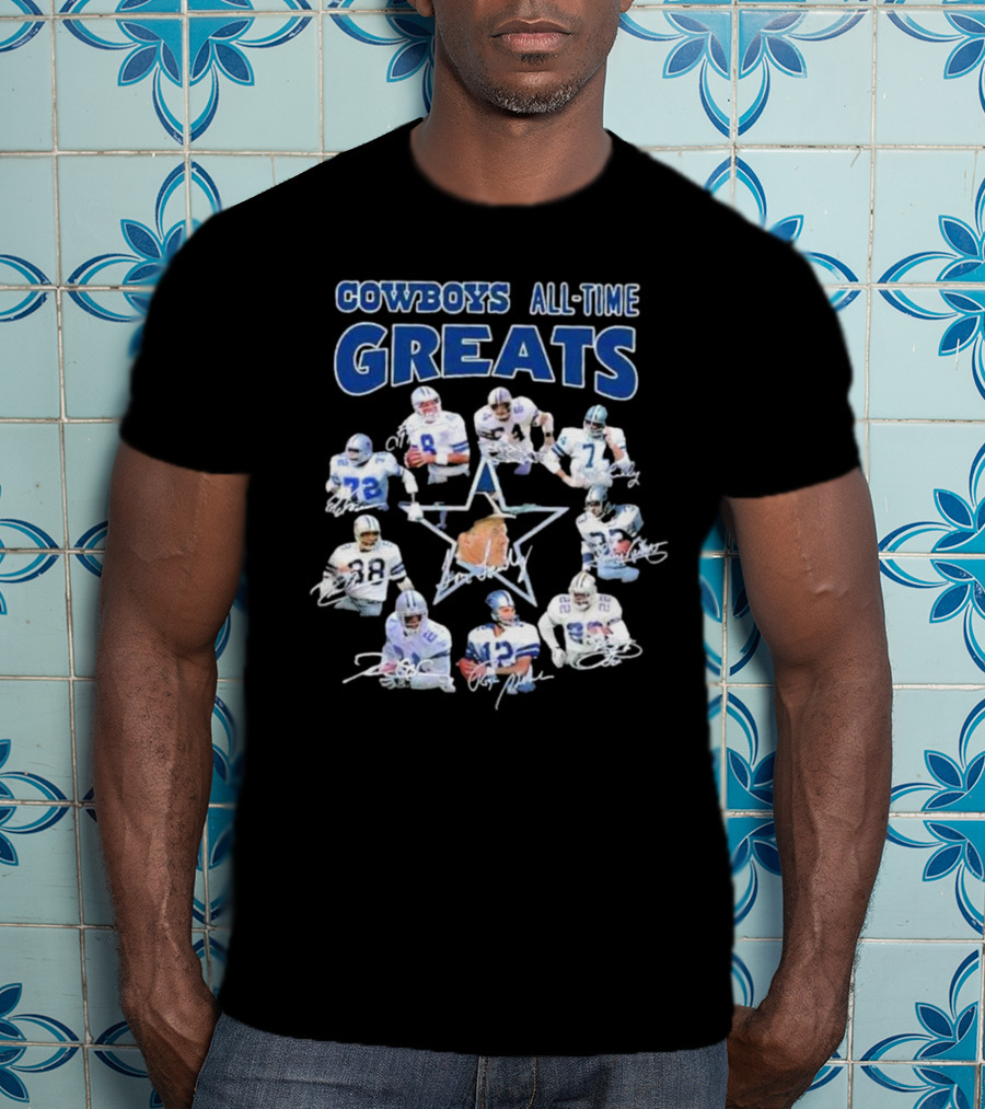 Cowboys All-Time Greats Players History Signatures T-Shirt