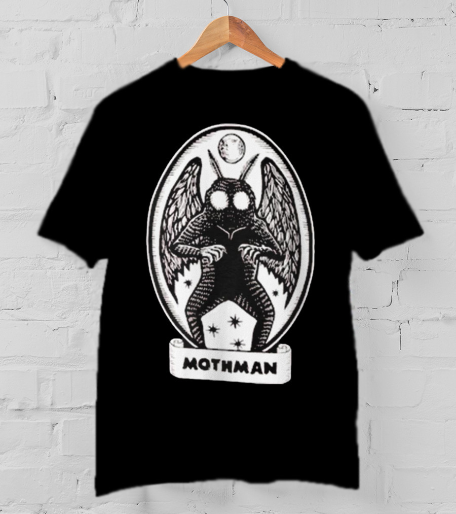 Mothman Oval Frame With Stars And Moon T-Shirt