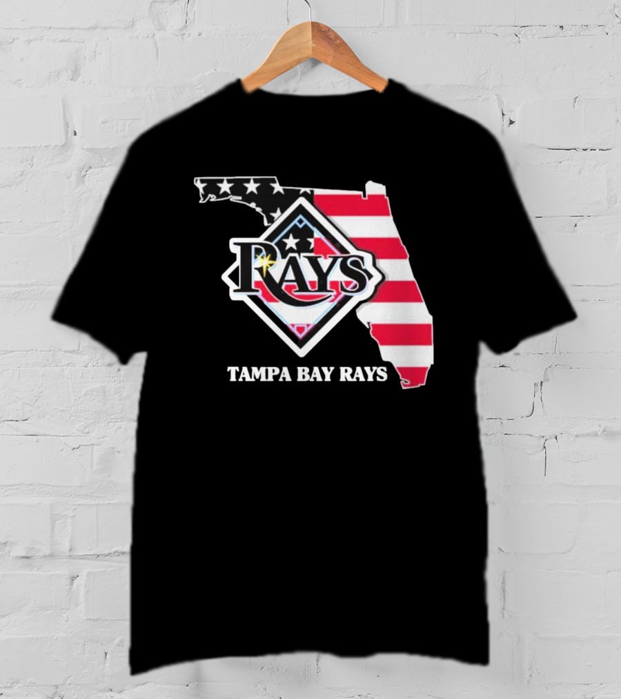 Tampa Bay Rays Florida American Flag Map T-Shirt