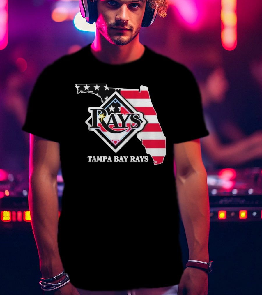 Tampa Bay Rays Florida American Flag Map T-Shirt