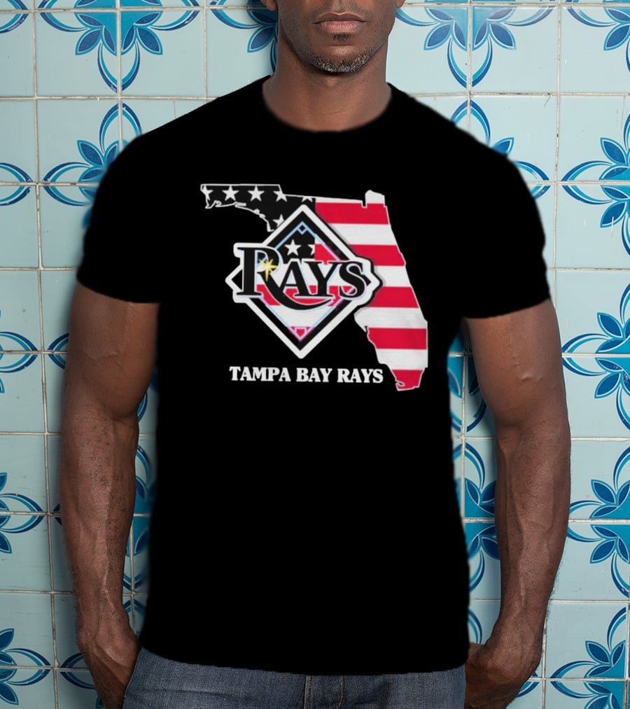 Tampa Bay Rays Florida American Flag Map T-Shirt