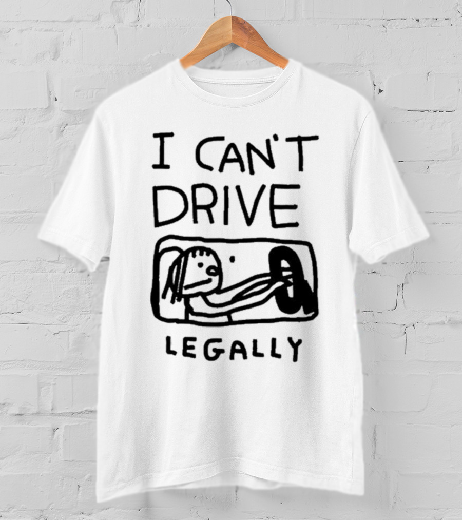 Zoe Bread I Can’t Drive Legally Cartoon Drawing Steering Wheel T-Shirt