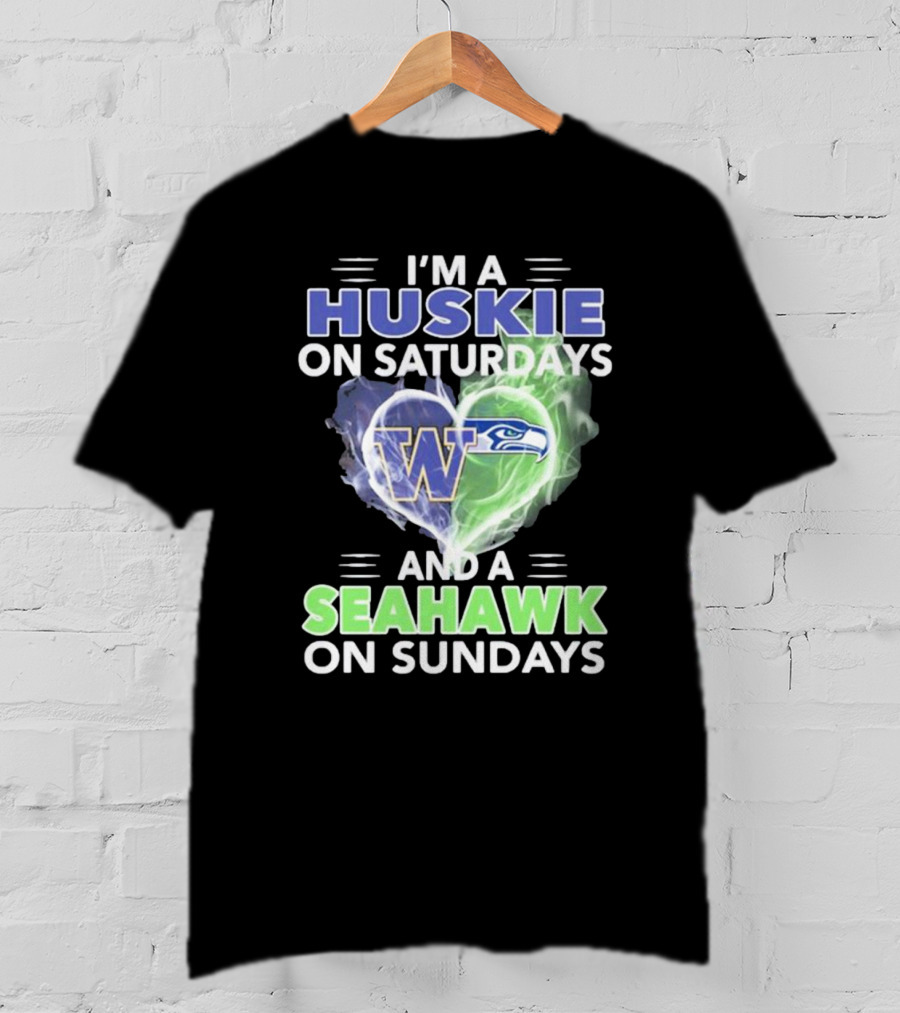 I’m A Huskie On Saturdays And A Seahawk On Sundays UW W Logo Seattle T-Shirt