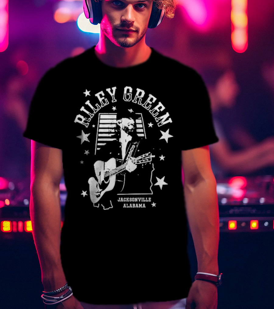 Riley Green Jacksonville Alabama Stars And Stripes Guitar T-Shirt